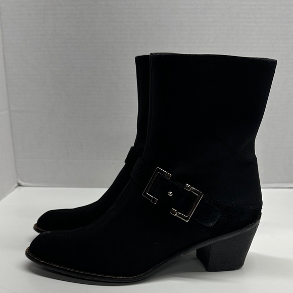 Stuart Weitzman Steady Date Heeled Boots Waterpfoof Gore-Tex Bootie Black Size 8 - Picture 2 of 10